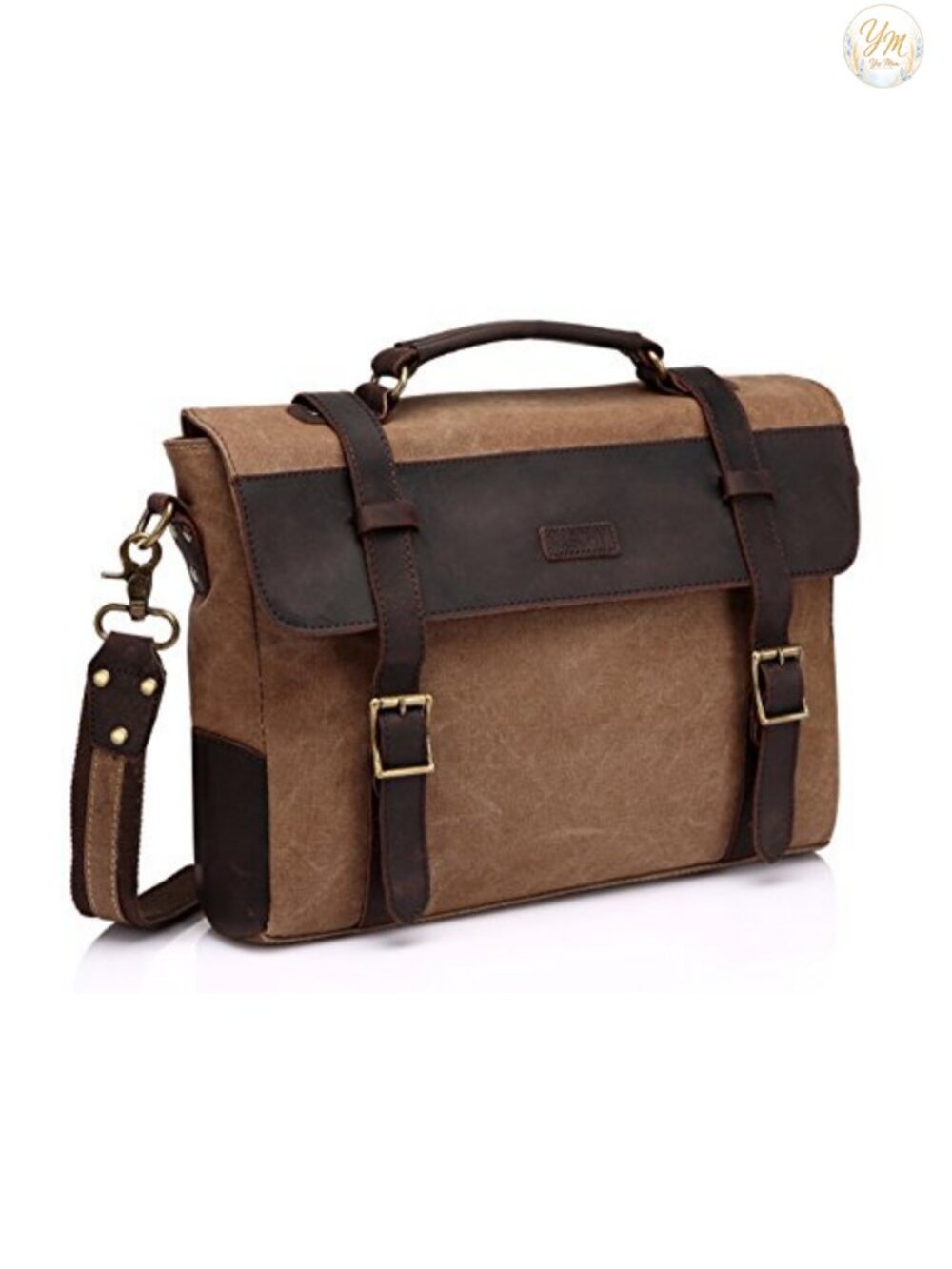 Vintage Canvas Leather Messenger Bag Laptop Satchel Shoulder Business Briefcase